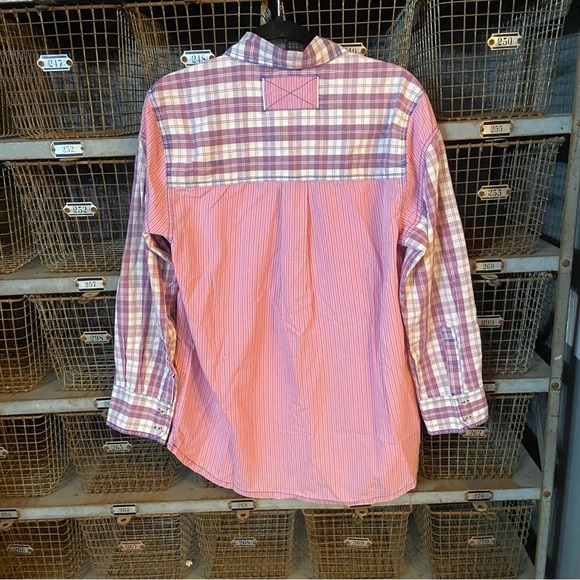 New! Free People We The Free Montauk Gingham Plaid Shirt pink purple 2435 - Picture 6 of 13